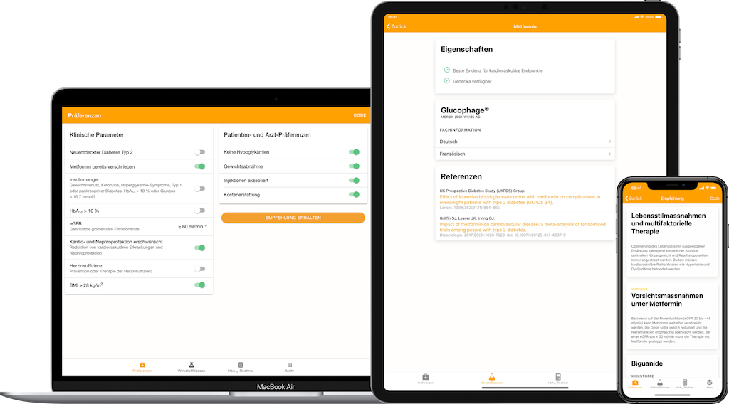 Swiss Diabetes Guide auf MacBook Pro, iPad Pro und iPhone